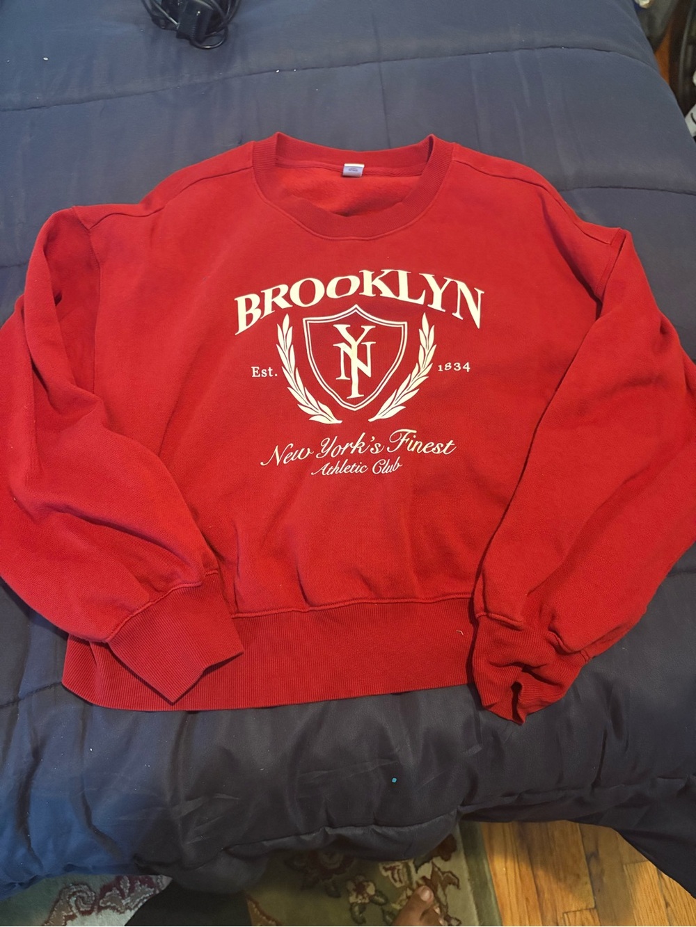 Old Navy Red Crewneck Sweatshirt with White Brooklyn Crest